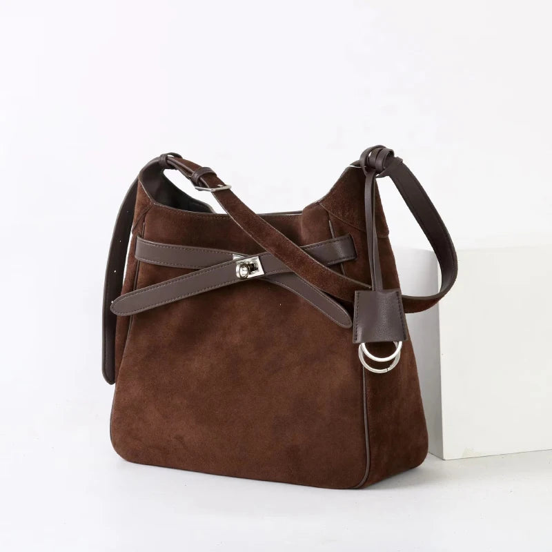 2026 Belt Buckle Tote Bags For Women Cowhide Luxury Designer Hot Hobo Bags INS Fashion Street Rectangular Ring Padlock Handbags