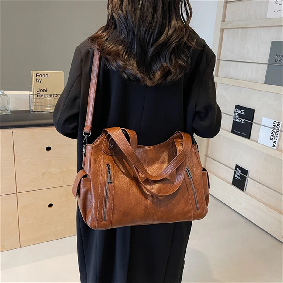 Winter Female Handbag Large Capacity Shoulder Bags Big Tote Bag Ladies Soft Leather Hobos Messenger Bags Women Shopper Bag Sac