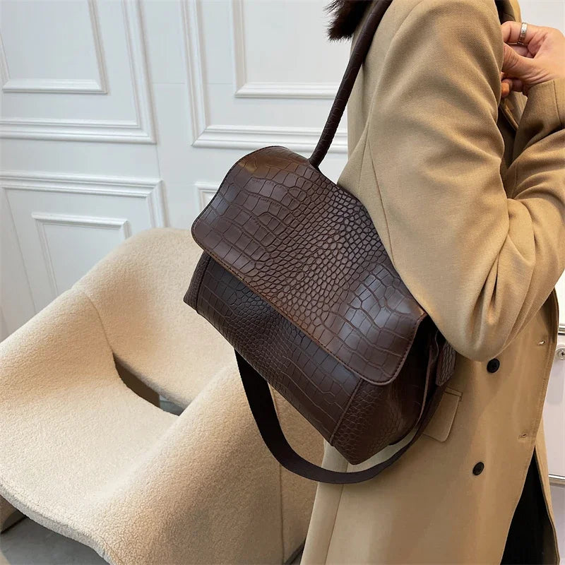 PU Leather Tote Bags Women Fashion Simple Bolsos Vintage Ladies Large Handbags Luxury Streetwear Shoulder Bag Niche Office Lady