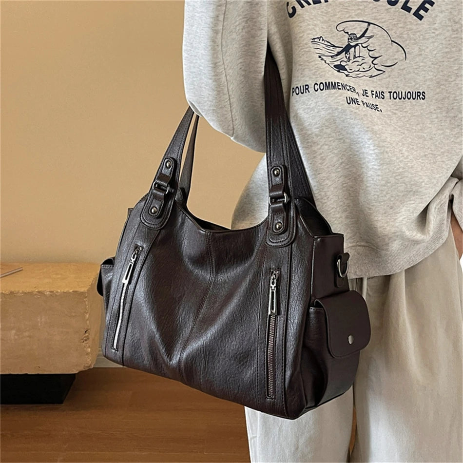 Winter Female Handbag Large Capacity Shoulder Bags Big Tote Bag Ladies Soft Leather Hobos Messenger Bags Women Shopper Bag Sac