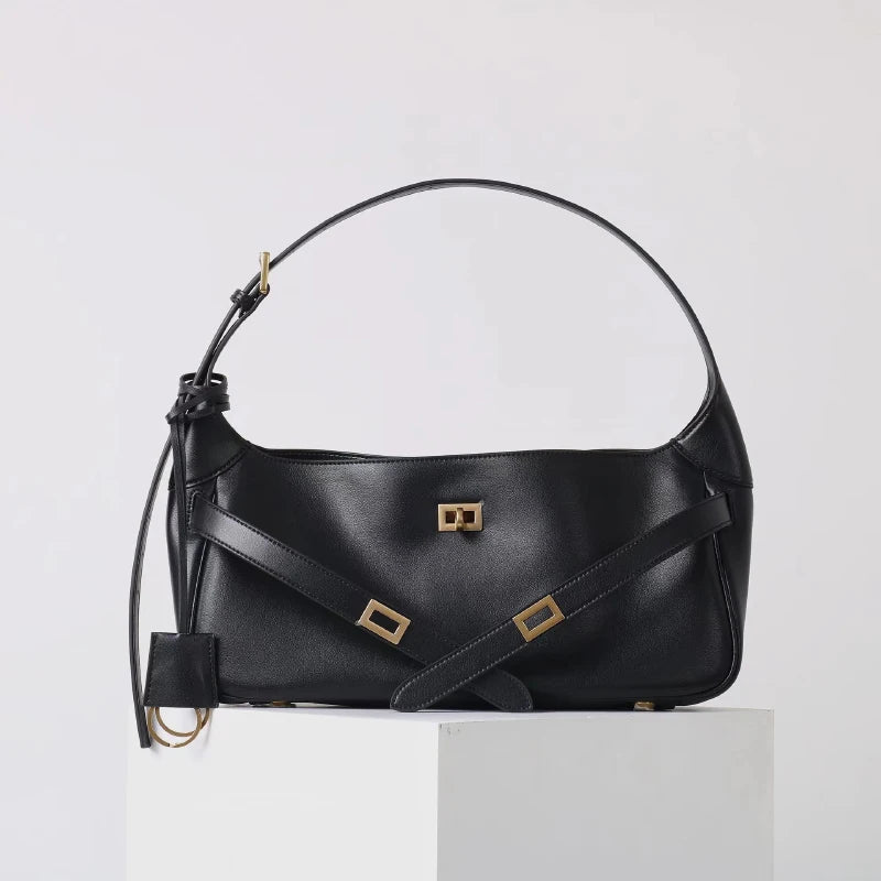 2026 Belt Buckle Tote Bags For Women Cowhide Luxury Designer Hot Hobo Bags INS Fashion Street Rectangular Ring Padlock Handbags