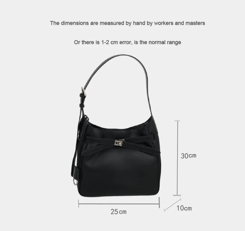 2026 Belt Buckle Tote Bags For Women Cowhide Luxury Designer Hot Hobo Bags INS Fashion Street Rectangular Ring Padlock Handbags