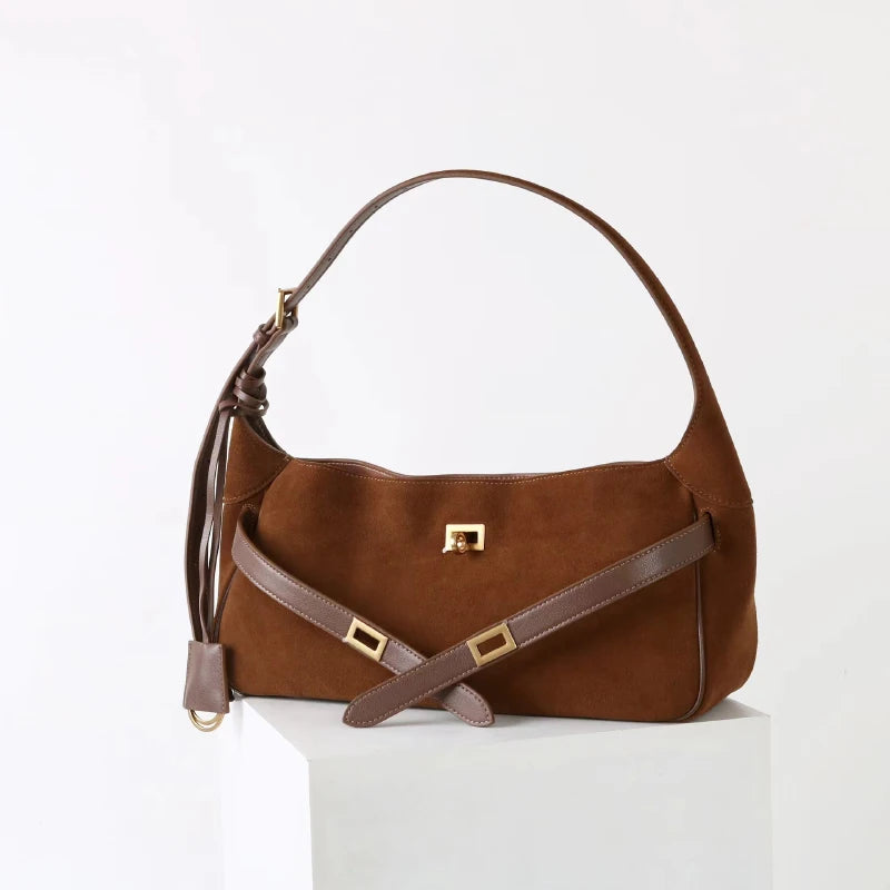2026 Belt Buckle Tote Bags For Women Cowhide Luxury Designer Hot Hobo Bags INS Fashion Street Rectangular Ring Padlock Handbags