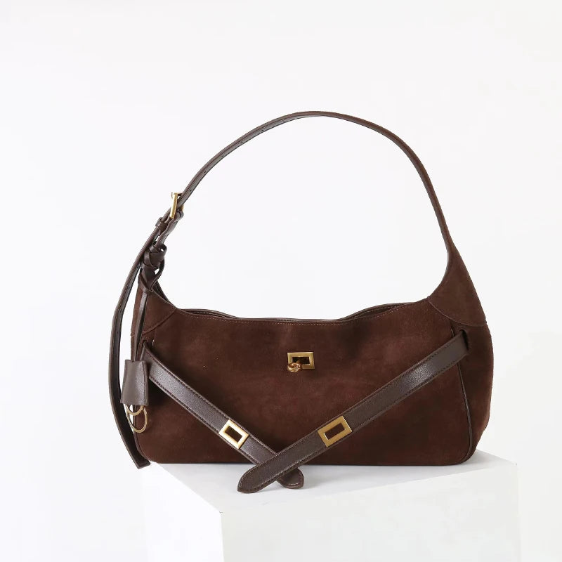 2026 Belt Buckle Tote Bags For Women Cowhide Luxury Designer Hot Hobo Bags INS Fashion Street Rectangular Ring Padlock Handbags