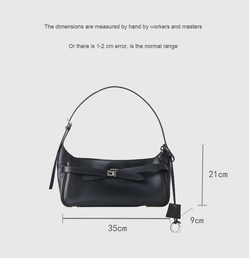 2026 Belt Buckle Tote Bags For Women Cowhide Luxury Designer Hot Hobo Bags INS Fashion Street Rectangular Ring Padlock Handbags