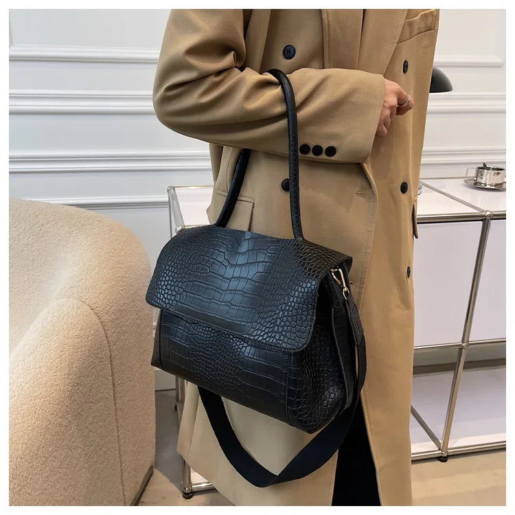 PU Leather Tote Bags Women Fashion Simple Bolsos Vintage Ladies Large Handbags Luxury Streetwear Shoulder Bag Niche Office Lady