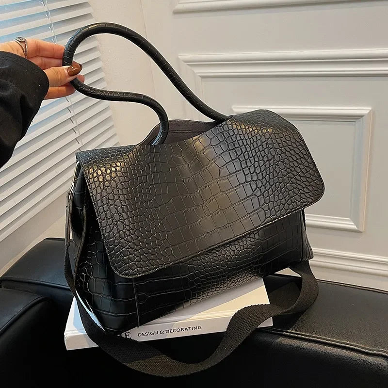 PU Leather Tote Bags Women Fashion Simple Bolsos Vintage Ladies Large Handbags Luxury Streetwear Shoulder Bag Niche Office Lady