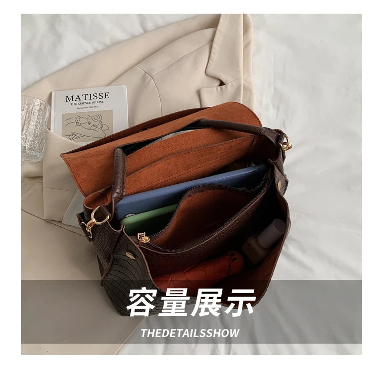 PU Leather Tote Bags Women Fashion Simple Bolsos Vintage Ladies Large Handbags Luxury Streetwear Shoulder Bag Niche Office Lady