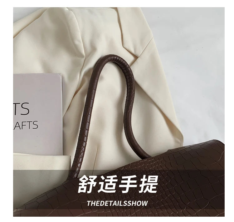 PU Leather Tote Bags Women Fashion Simple Bolsos Vintage Ladies Large Handbags Luxury Streetwear Shoulder Bag Niche Office Lady