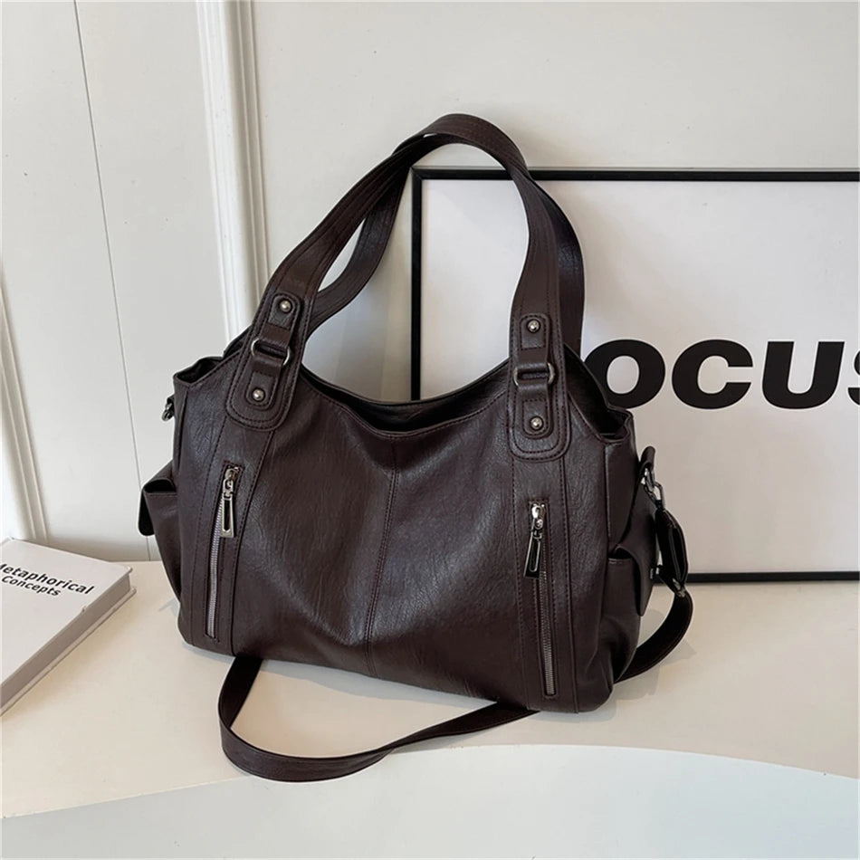 Winter Female Handbag Large Capacity Shoulder Bags Big Tote Bag Ladies Soft Leather Hobos Messenger Bags Women Shopper Bag Sac