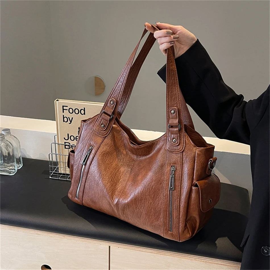 Winter Female Handbag Large Capacity Shoulder Bags Big Tote Bag Ladies Soft Leather Hobos Messenger Bags Women Shopper Bag Sac