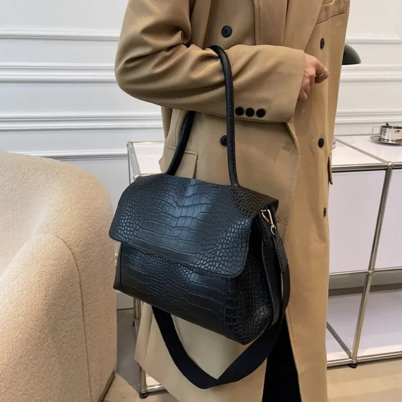 PU Leather Tote Bags Women Fashion Simple Bolsos Vintage Ladies Large Handbags Luxury Streetwear Shoulder Bag Niche Office Lady