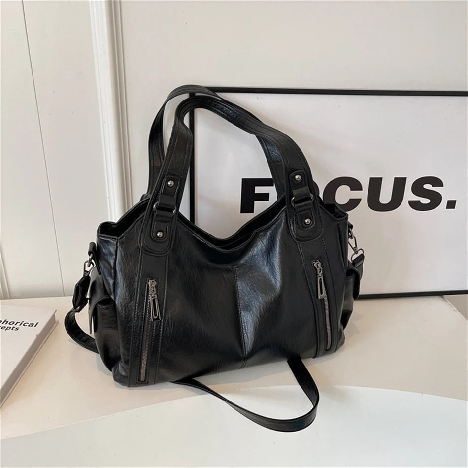 Winter Female Handbag Large Capacity Shoulder Bags Big Tote Bag Ladies Soft Leather Hobos Messenger Bags Women Shopper Bag Sac