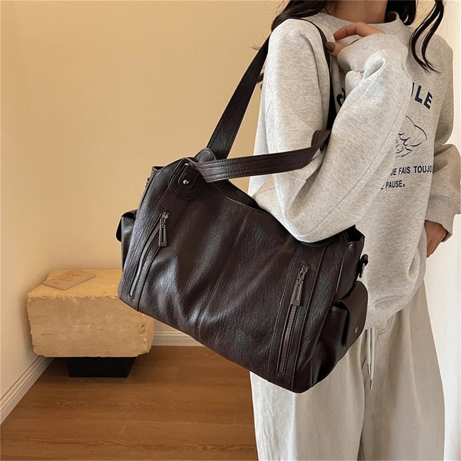 Winter Female Handbag Large Capacity Shoulder Bags Big Tote Bag Ladies Soft Leather Hobos Messenger Bags Women Shopper Bag Sac