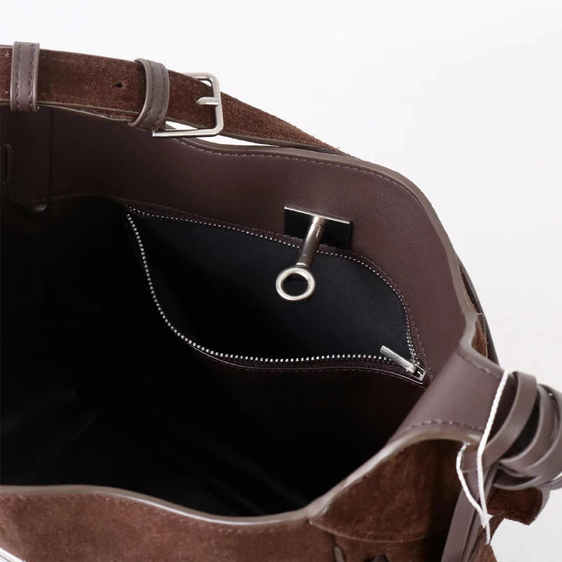 2026 Belt Buckle Tote Bags For Women Cowhide Luxury Designer Hot Hobo Bags INS Fashion Street Rectangular Ring Padlock Handbags