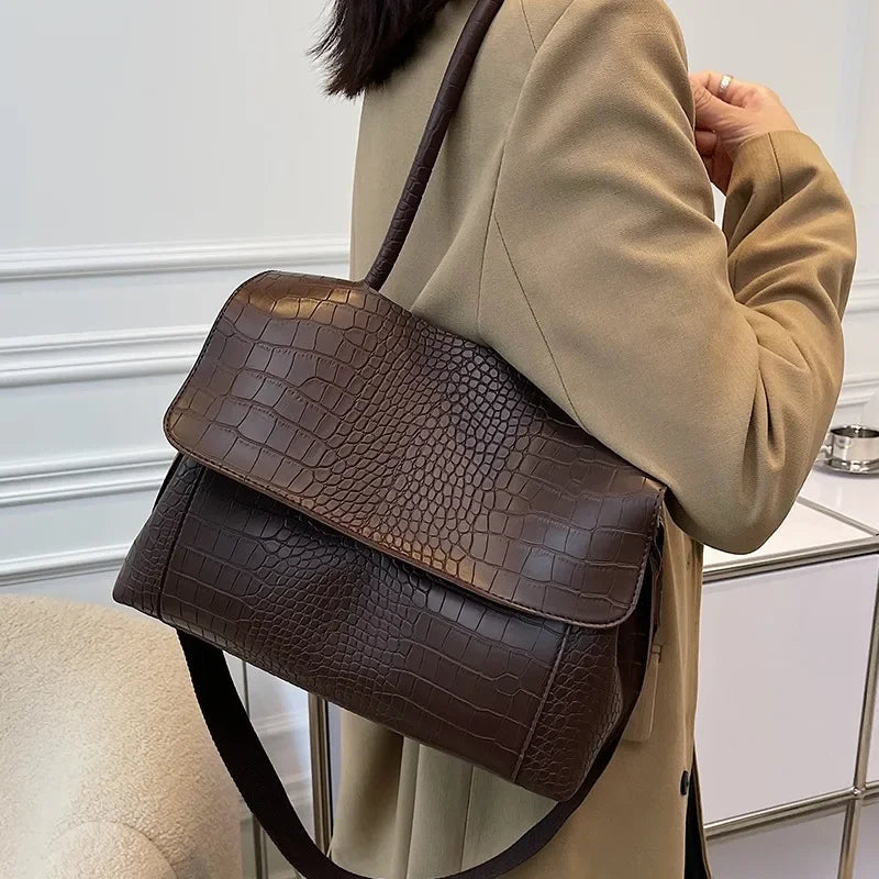 PU Leather Tote Bags Women Fashion Simple Bolsos Vintage Ladies Large Handbags Luxury Streetwear Shoulder Bag Niche Office Lady