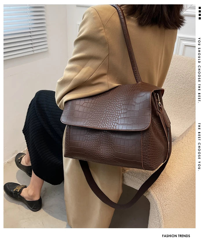 PU Leather Tote Bags Women Fashion Simple Bolsos Vintage Ladies Large Handbags Luxury Streetwear Shoulder Bag Niche Office Lady