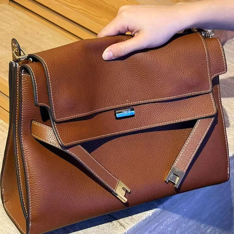 New Winter Luxury Brand Women Handbags Genuine Leather Shoulder Bags Women Retro Suede Leather Gold Buckle Square Bags Woman