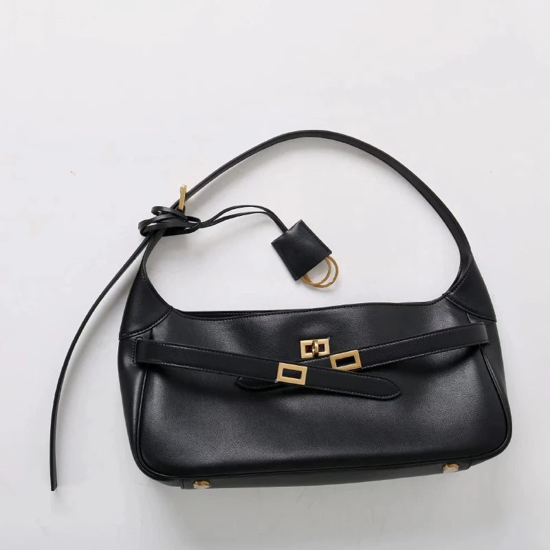 2026 Belt Buckle Tote Bags For Women Cowhide Luxury Designer Hot Hobo Bags INS Fashion Street Rectangular Ring Padlock Handbags