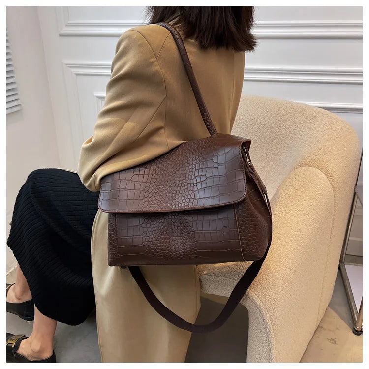 PU Leather Tote Bags Women Fashion Simple Bolsos Vintage Ladies Large Handbags Luxury Streetwear Shoulder Bag Niche Office Lady