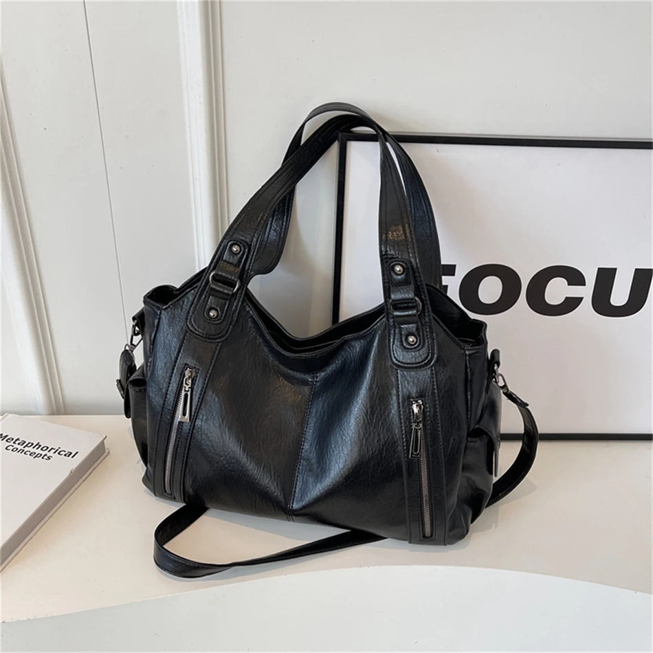 Winter Female Handbag Large Capacity Shoulder Bags Big Tote Bag Ladies Soft Leather Hobos Messenger Bags Women Shopper Bag Sac