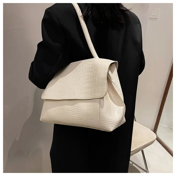 PU Leather Tote Bags Women Fashion Simple Bolsos Vintage Ladies Large Handbags Luxury Streetwear Shoulder Bag Niche Office Lady