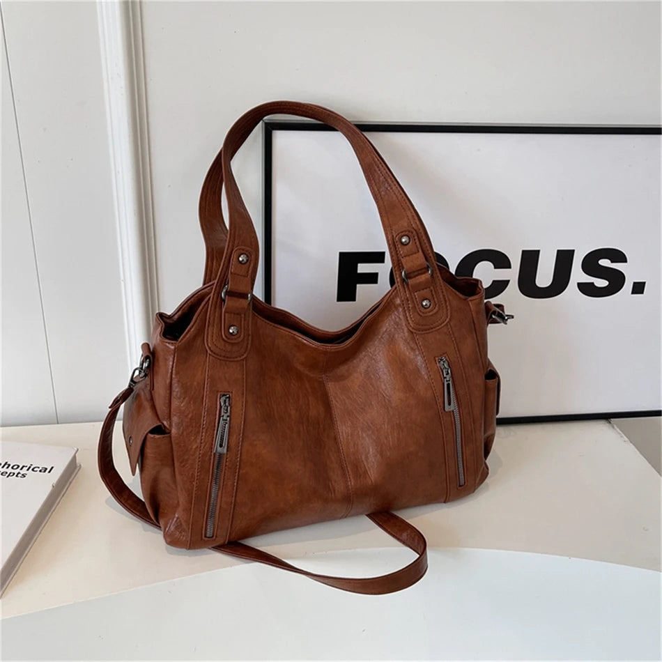 Winter Female Handbag Large Capacity Shoulder Bags Big Tote Bag Ladies Soft Leather Hobos Messenger Bags Women Shopper Bag Sac