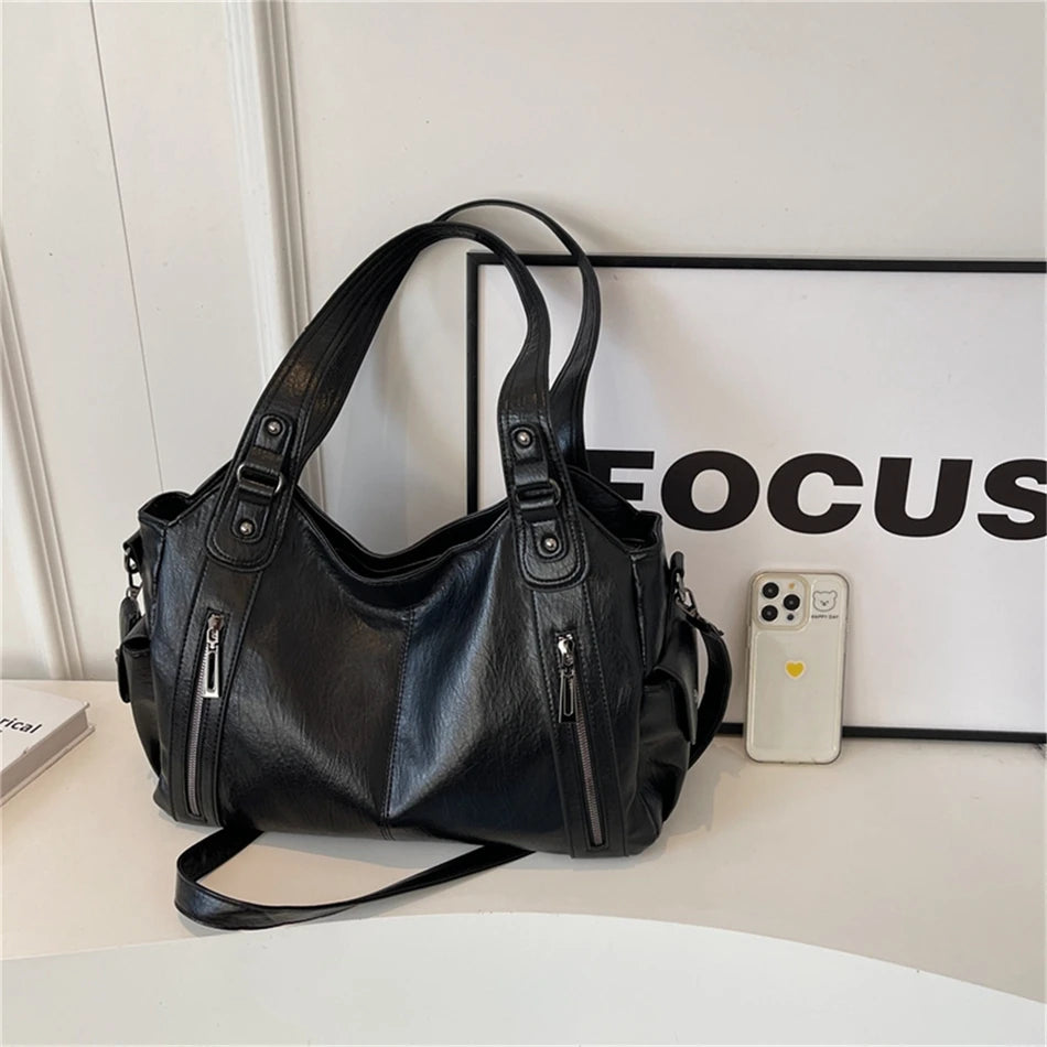 Winter Female Handbag Large Capacity Shoulder Bags Big Tote Bag Ladies Soft Leather Hobos Messenger Bags Women Shopper Bag Sac