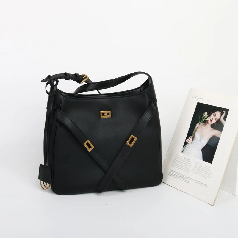 2026 Belt Buckle Tote Bags For Women Cowhide Luxury Designer Hot Hobo Bags INS Fashion Street Rectangular Ring Padlock Handbags