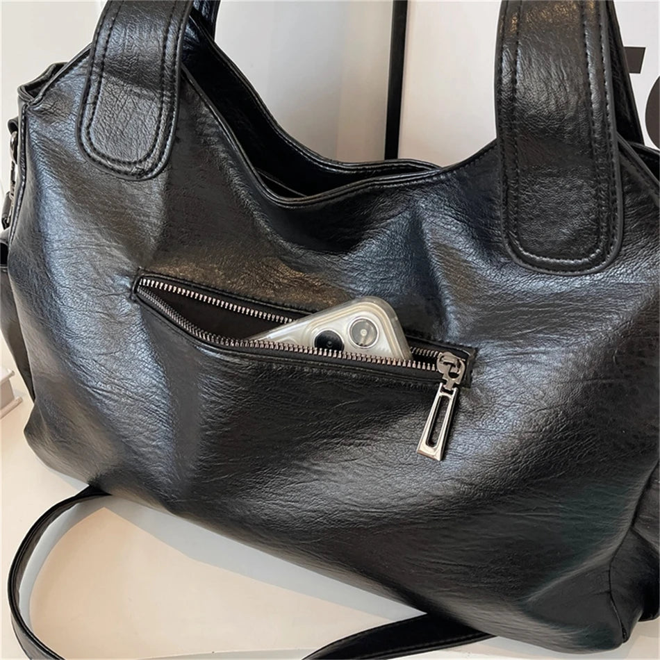 Winter Female Handbag Large Capacity Shoulder Bags Big Tote Bag Ladies Soft Leather Hobos Messenger Bags Women Shopper Bag Sac