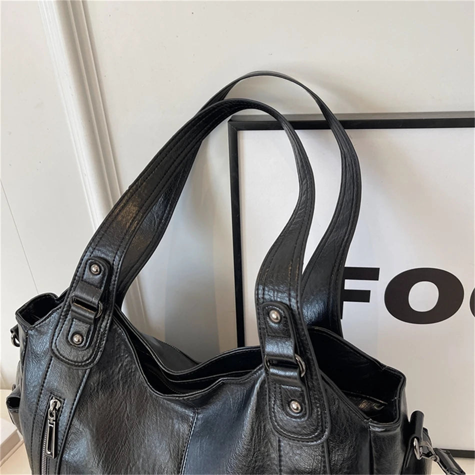 Winter Female Handbag Large Capacity Shoulder Bags Big Tote Bag Ladies Soft Leather Hobos Messenger Bags Women Shopper Bag Sac