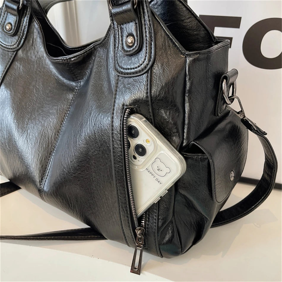 Winter Female Handbag Large Capacity Shoulder Bags Big Tote Bag Ladies Soft Leather Hobos Messenger Bags Women Shopper Bag Sac