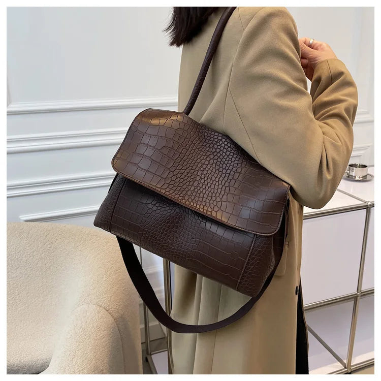 PU Leather Tote Bags Women Fashion Simple Bolsos Vintage Ladies Large Handbags Luxury Streetwear Shoulder Bag Niche Office Lady