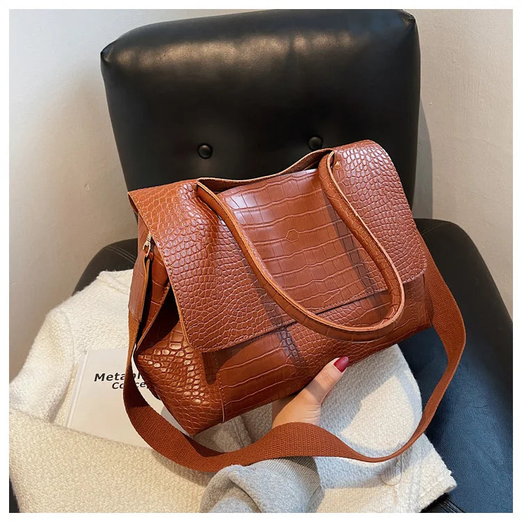 PU Leather Tote Bags Women Fashion Simple Bolsos Vintage Ladies Large Handbags Luxury Streetwear Shoulder Bag Niche Office Lady