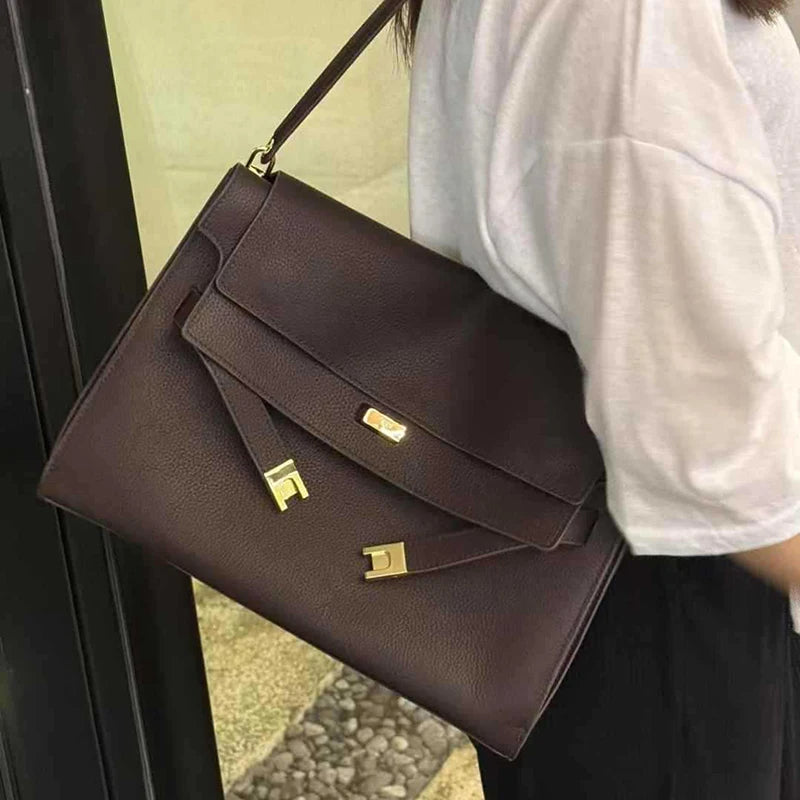New Winter Luxury Brand Women Handbags Genuine Leather Shoulder Bags Women Retro Suede Leather Gold Buckle Square Bags Woman
