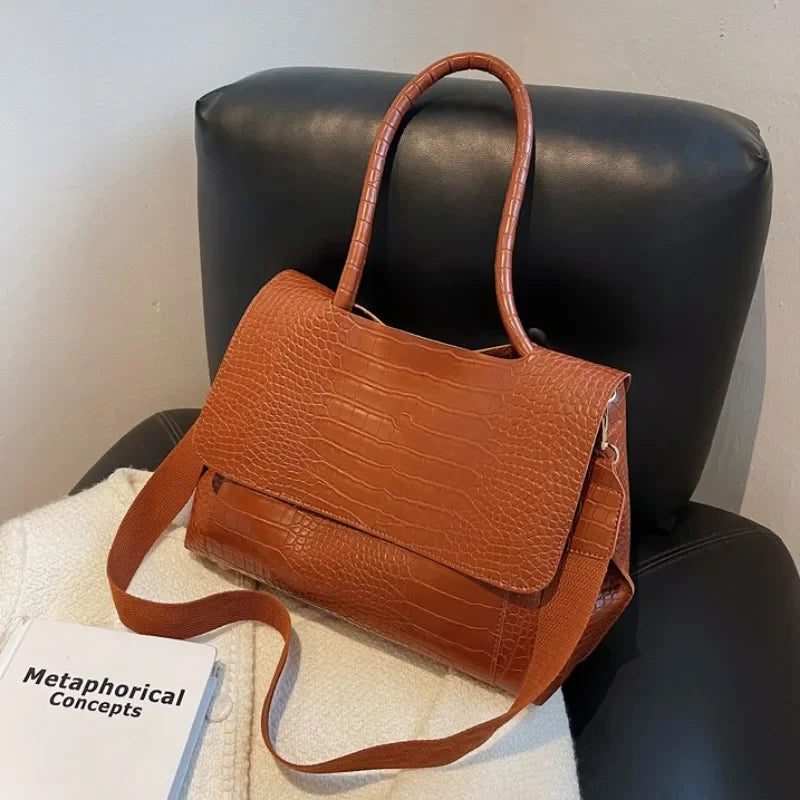 PU Leather Tote Bags Women Fashion Simple Bolsos Vintage Ladies Large Handbags Luxury Streetwear Shoulder Bag Niche Office Lady