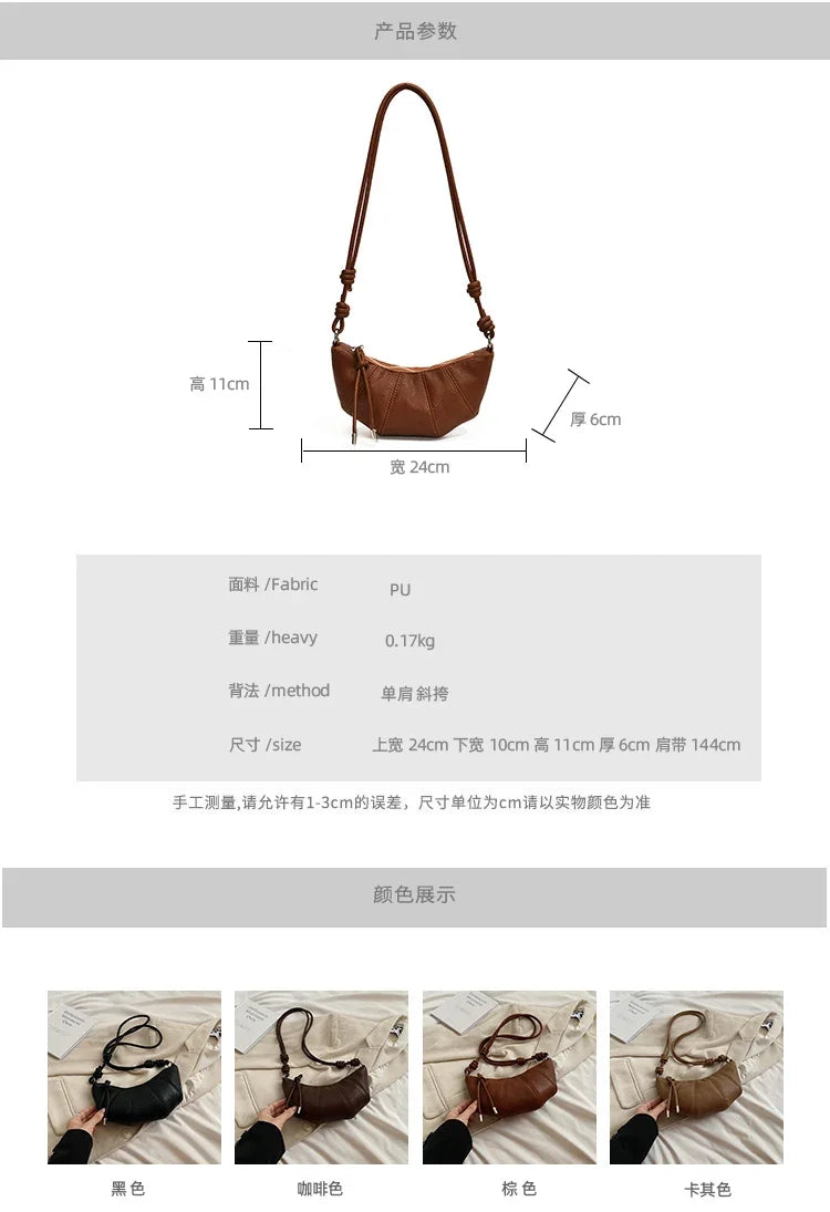 Designer Luxury Dumpling Bags Women 2025 New High Quality Fashion Underarm Bags Vintage Casual Shoulder Crossbody Bags Women
