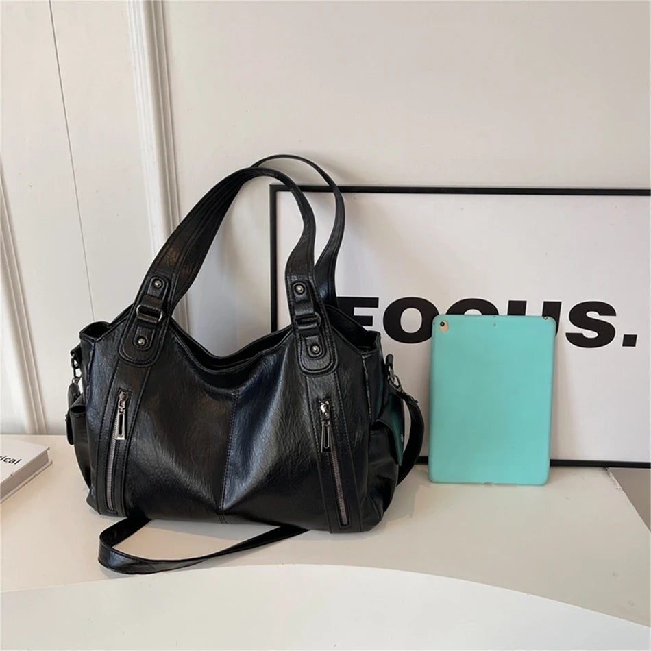 Winter Female Handbag Large Capacity Shoulder Bags Big Tote Bag Ladies Soft Leather Hobos Messenger Bags Women Shopper Bag Sac