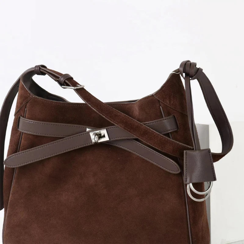 2026 Belt Buckle Tote Bags For Women Cowhide Luxury Designer Hot Hobo Bags INS Fashion Street Rectangular Ring Padlock Handbags