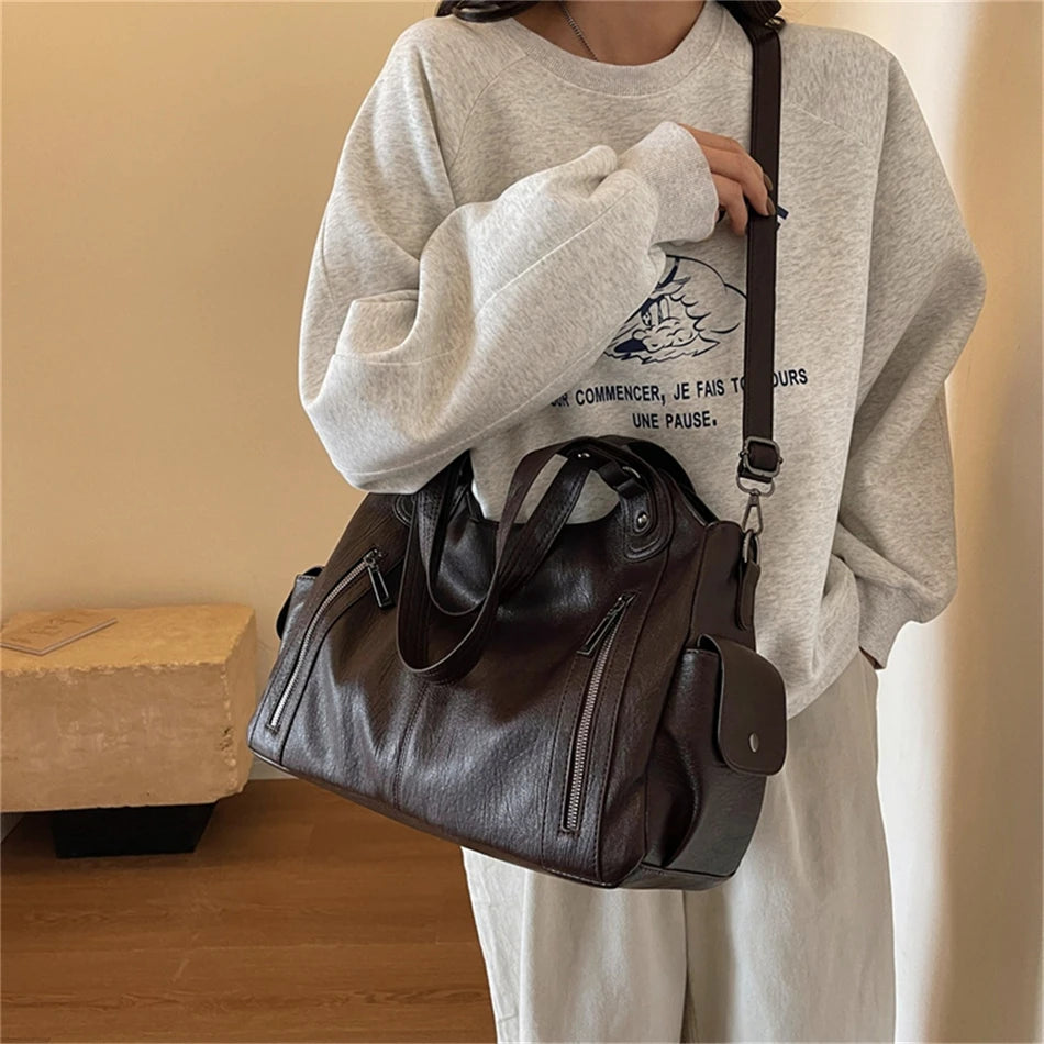 Winter Female Handbag Large Capacity Shoulder Bags Big Tote Bag Ladies Soft Leather Hobos Messenger Bags Women Shopper Bag Sac