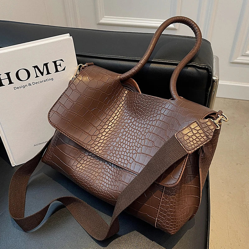 PU Leather Tote Bags Women Fashion Simple Bolsos Vintage Ladies Large Handbags Luxury Streetwear Shoulder Bag Niche Office Lady