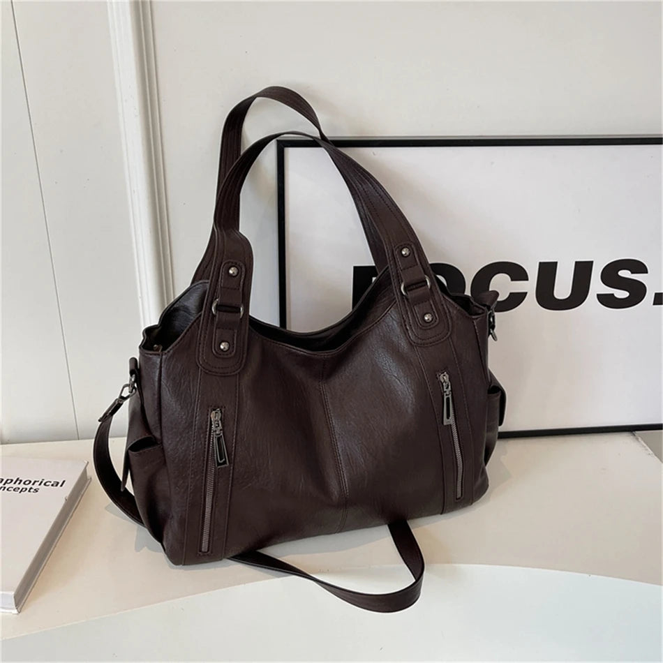 Winter Female Handbag Large Capacity Shoulder Bags Big Tote Bag Ladies Soft Leather Hobos Messenger Bags Women Shopper Bag Sac