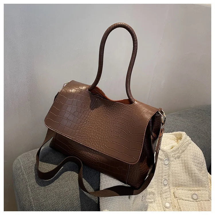 PU Leather Tote Bags Women Fashion Simple Bolsos Vintage Ladies Large Handbags Luxury Streetwear Shoulder Bag Niche Office Lady
