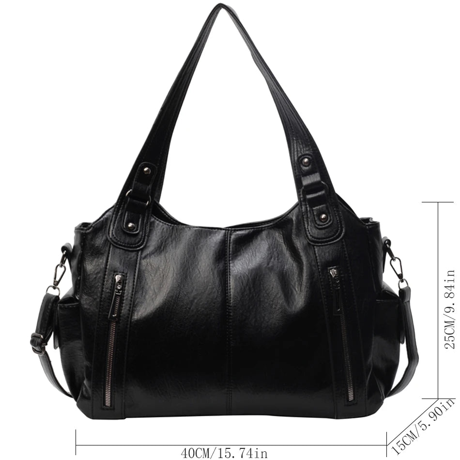 Winter Female Handbag Large Capacity Shoulder Bags Big Tote Bag Ladies Soft Leather Hobos Messenger Bags Women Shopper Bag Sac