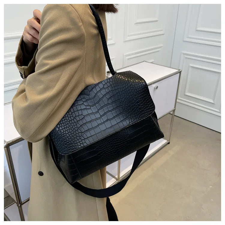 PU Leather Tote Bags Women Fashion Simple Bolsos Vintage Ladies Large Handbags Luxury Streetwear Shoulder Bag Niche Office Lady