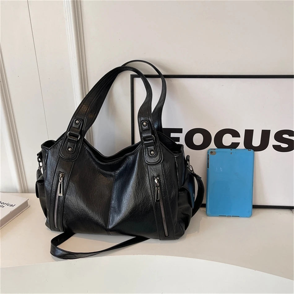 Winter Female Handbag Large Capacity Shoulder Bags Big Tote Bag Ladies Soft Leather Hobos Messenger Bags Women Shopper Bag Sac