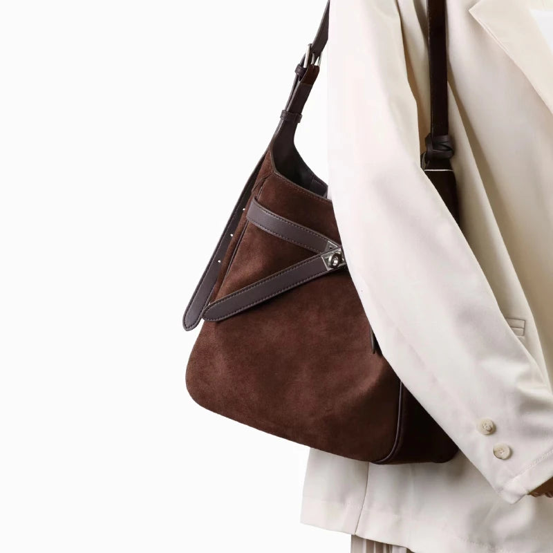 2026 Belt Buckle Tote Bags For Women Cowhide Luxury Designer Hot Hobo Bags INS Fashion Street Rectangular Ring Padlock Handbags