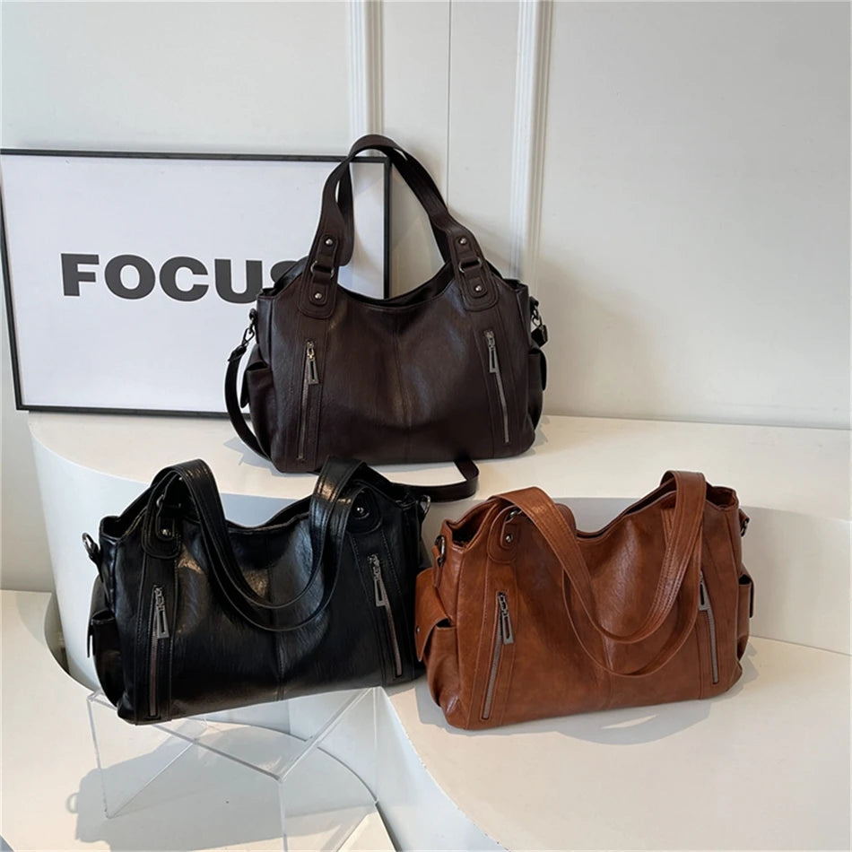 Winter Female Handbag Large Capacity Shoulder Bags Big Tote Bag Ladies Soft Leather Hobos Messenger Bags Women Shopper Bag Sac