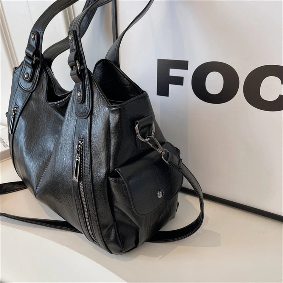Winter Female Handbag Large Capacity Shoulder Bags Big Tote Bag Ladies Soft Leather Hobos Messenger Bags Women Shopper Bag Sac